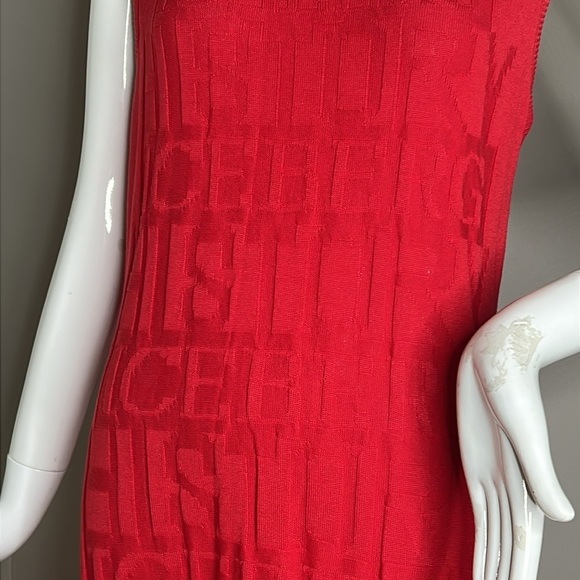 Iceberg History Sz L Red Knit Logo Cotton Blend Sleeveless Dress - New With Tags - Picture 2 of 6